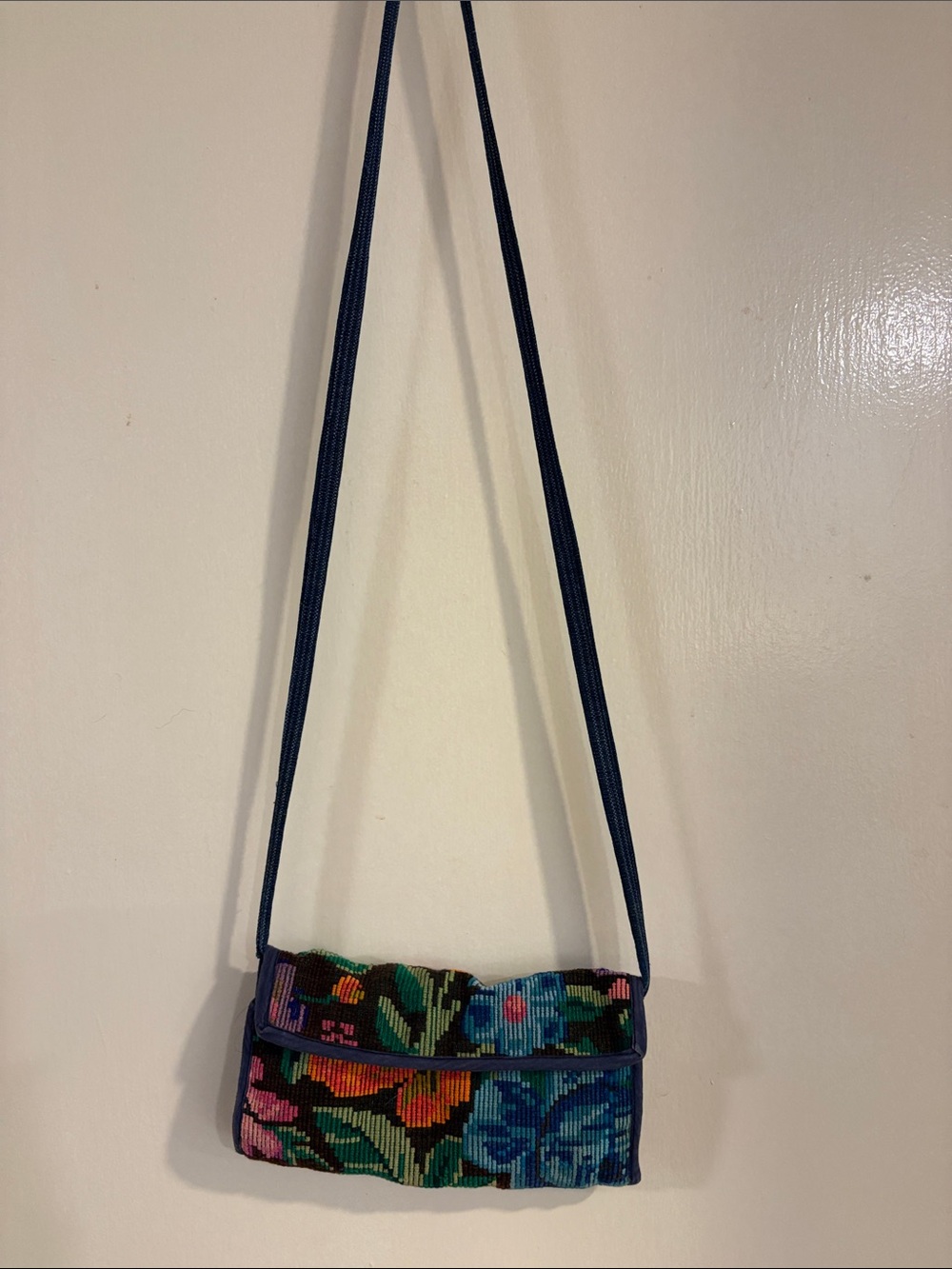 Hand-Embroidered Floral Crossbody Bag in Multicolor